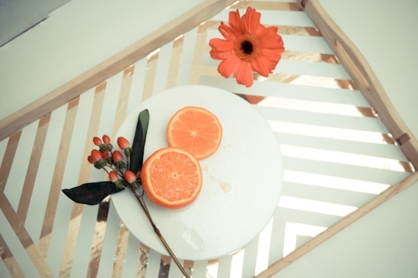 DIY gold striped tray